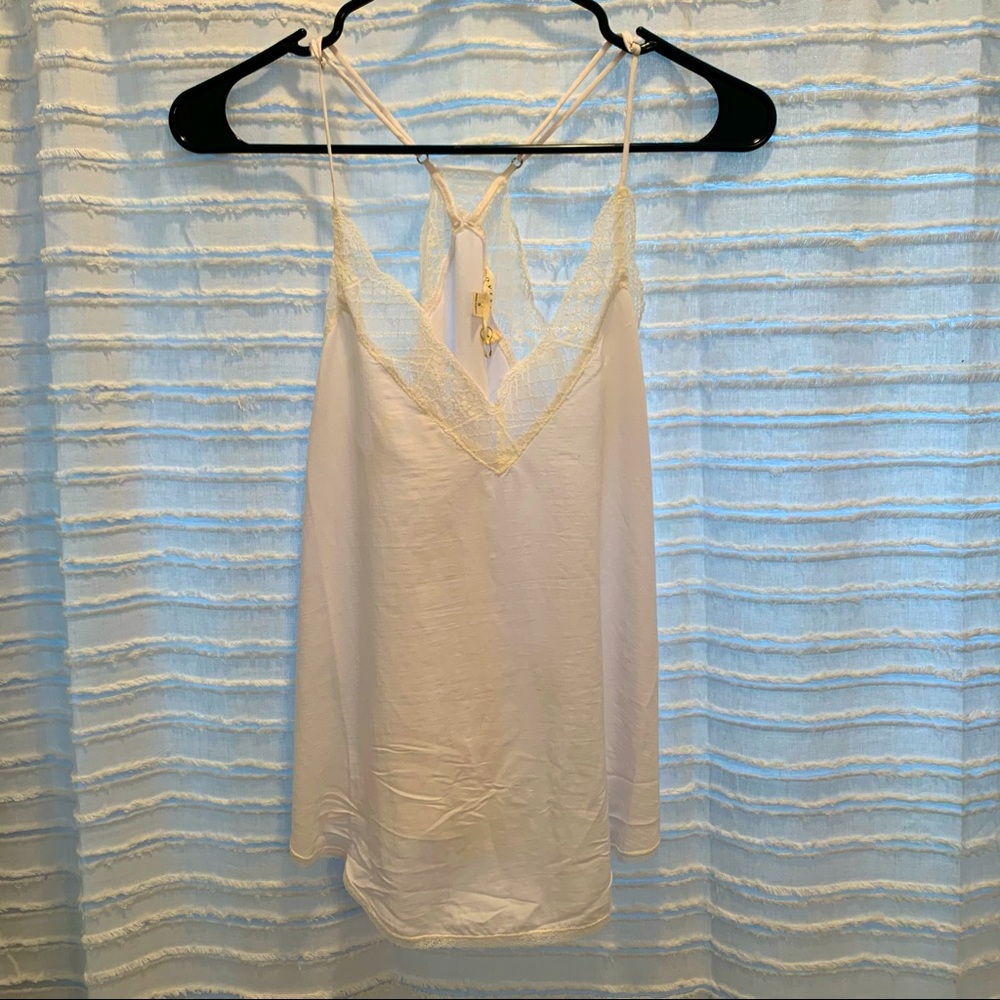 White tank with lace detail